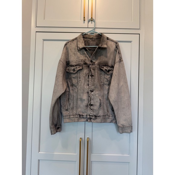 Zara Other - Zara Man Grey Acid Wash Distressed Denim Trucker Jacket thrashed Streetwear WOAS